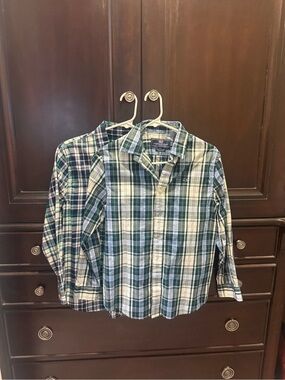 Two Vineyard Vines Boys Green Plaid Button-Up Shirts